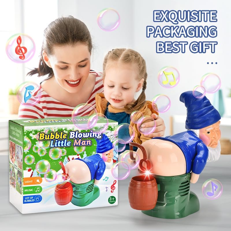 Bubble Blowing Santa,Automatic Bubble Blower Toy with Music & Flashing Lights,Funny Santa Bubble Maker for Indoor & Outdoor Fun for Kids & Adults (Gnomes)